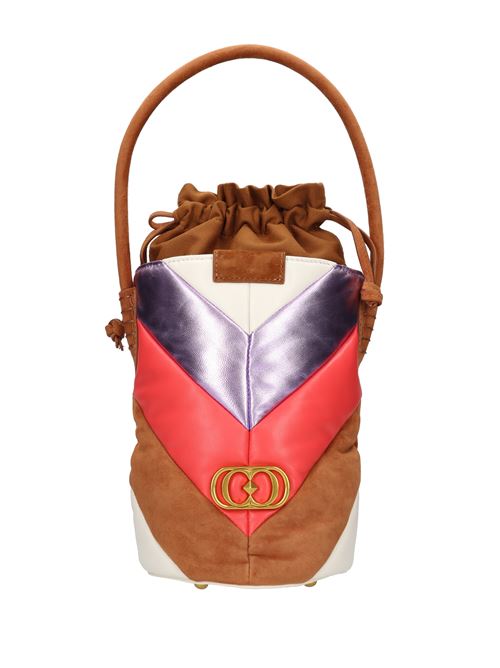 Borsa in pelle e camoscio LA CARRIE | AMITOLA STRIPES LONGTAUPE-MULTI
